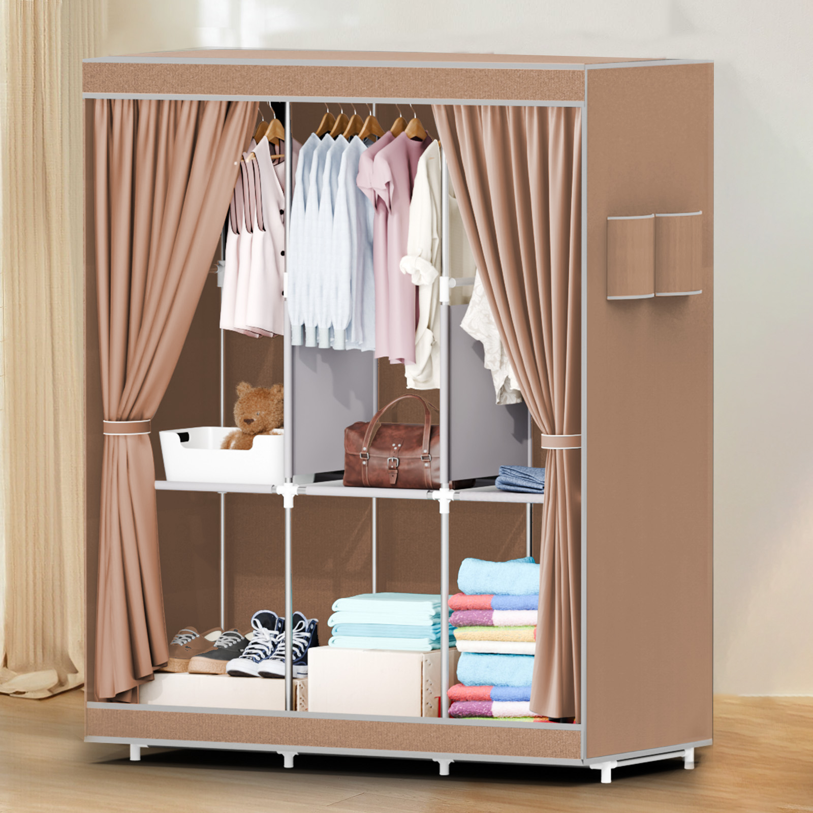 51-بوصة المحمولة خزانة خزانة 1 - مراجعة Wardrobe Closet Portable Fabric Cover وسعره