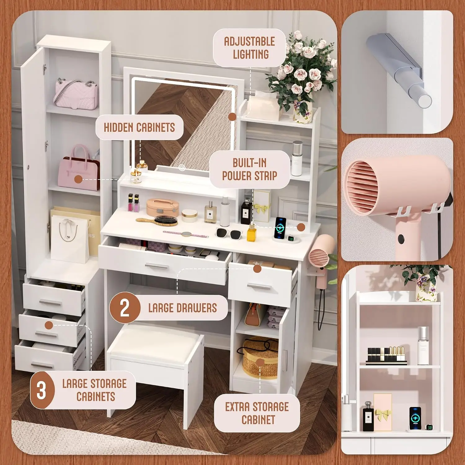 طاولة مكياج من إنترجريت مع إضا - مراجعة Dressing Table Vanity With Lighted Mirror وسعره