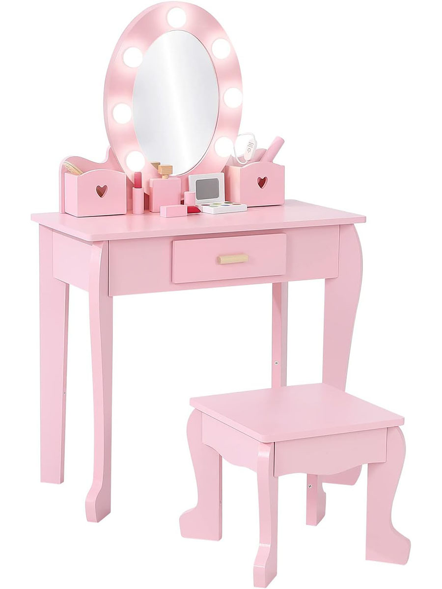 طاولة تزيين للأطفال مع كرسي وإ - مراجعة Dressing Table Vanity With Lighted Mirror وسعره