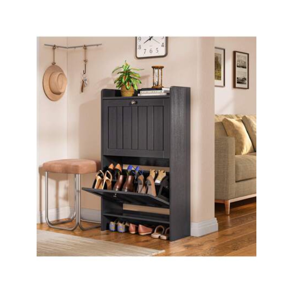 خزانة أحذية بـ 2 درج قابل للطي - مراجعة Shoe Rack Cabinet Narrow Entryway وسعره