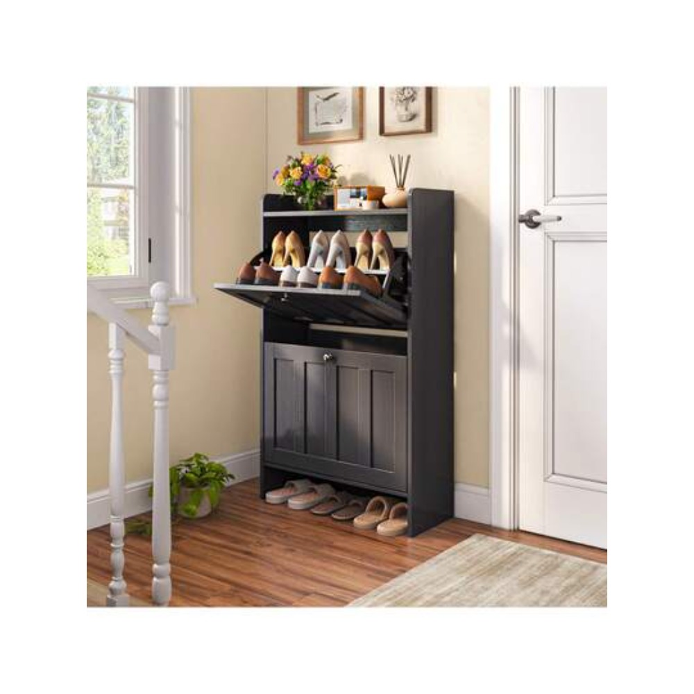خزانة أحذية بـ 2 درج قابل للطي - مراجعة Shoe Rack Cabinet Narrow Entryway وسعره