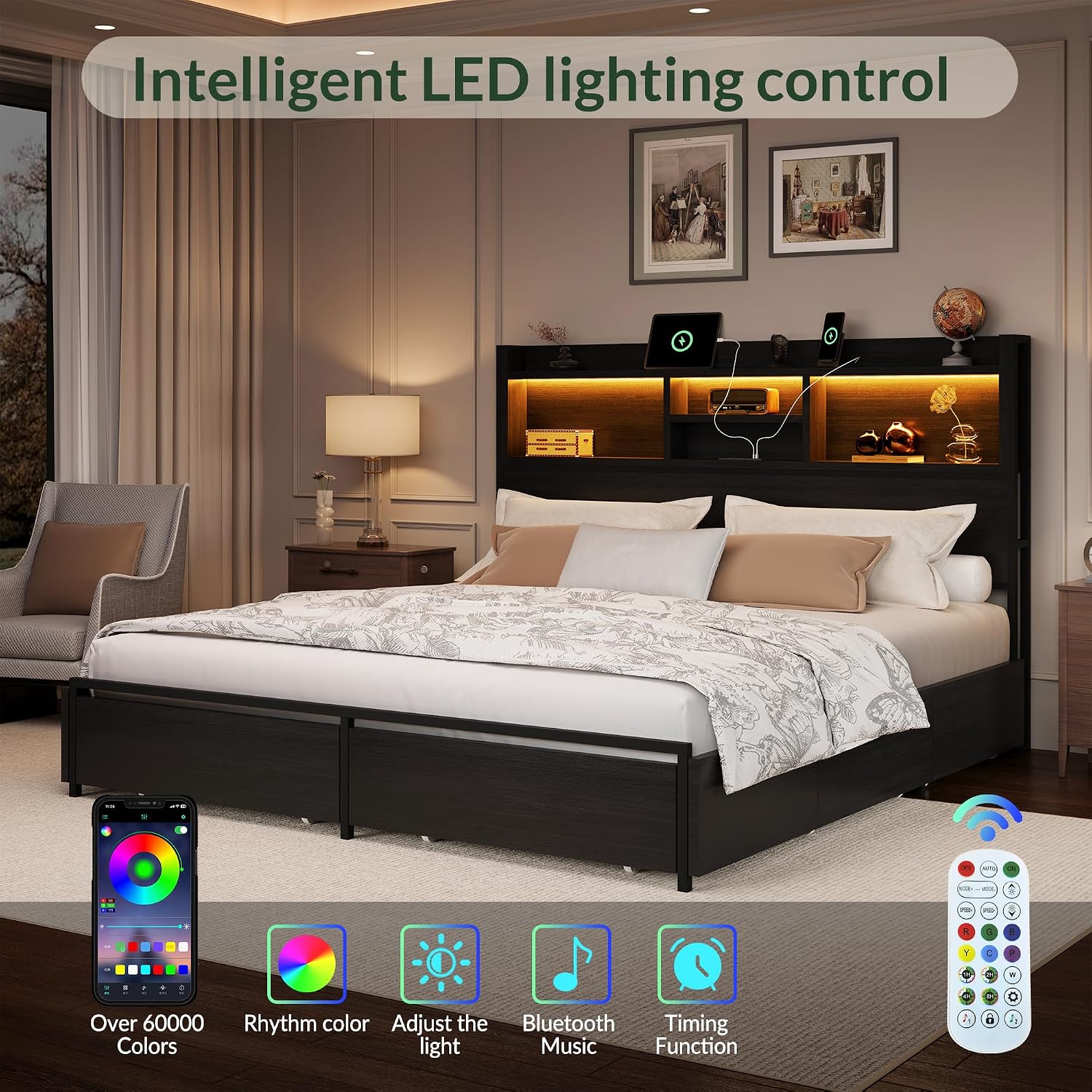 إطار سرير بحجم كينج مع 6 أدراج - مراجعة King Size Bed Frame With Storage Drawers وسعره