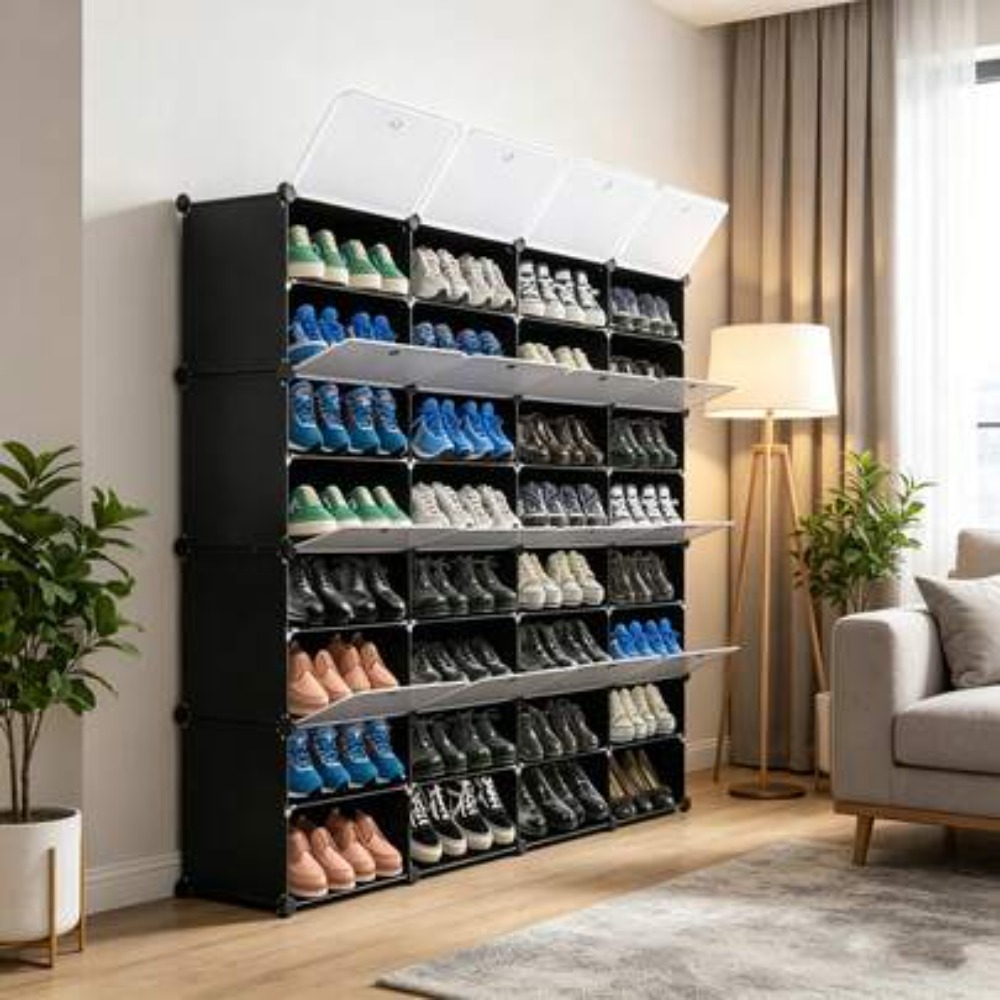رف أحذية محمول من 8 طبقات لتخز - مراجعة Shoe Rack Cabinet Narrow Entryway وسعره