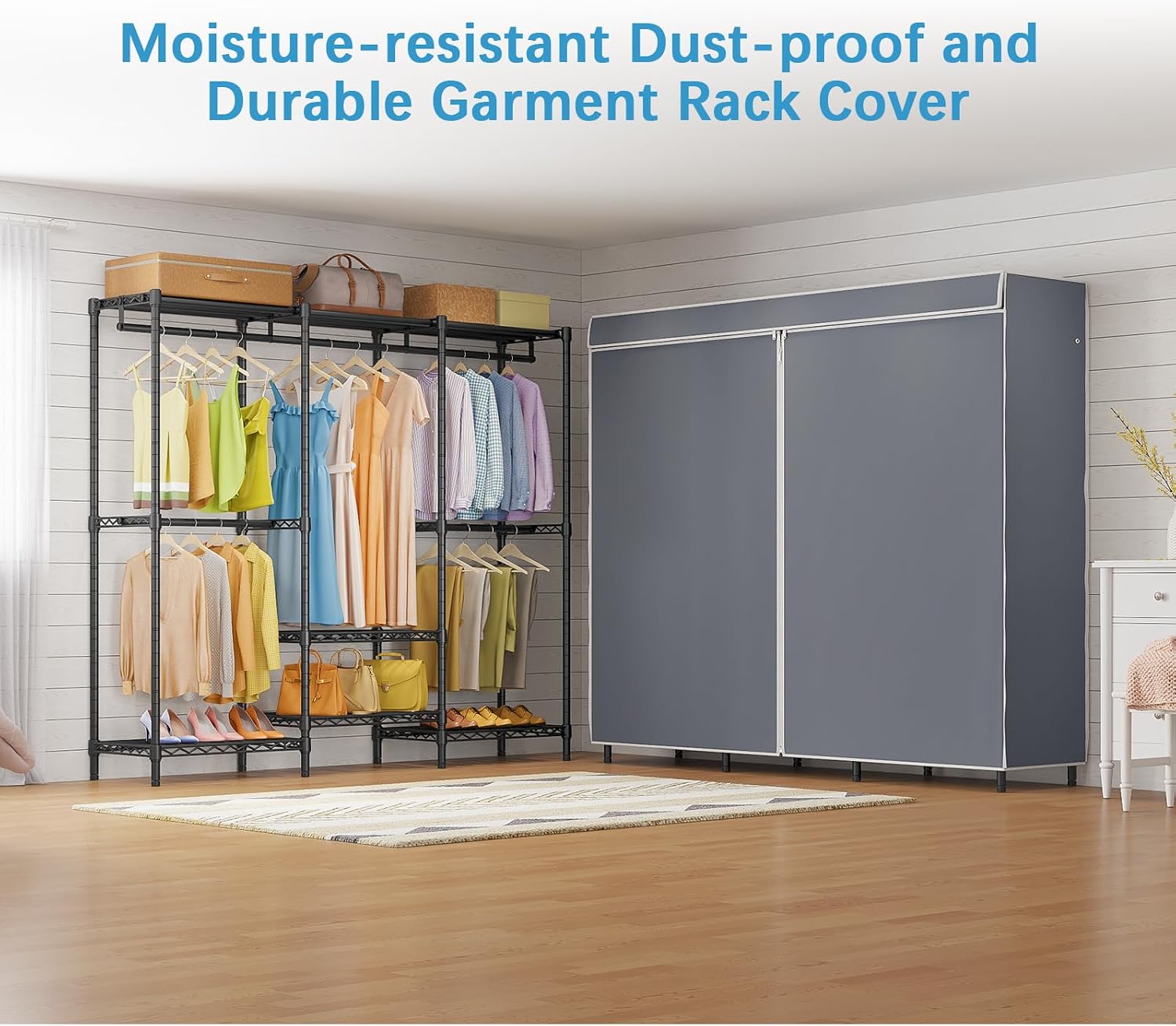 رف ملابس مغطى بأرفف قابلة للتع - مراجعة Wardrobe Closet Portable Fabric Cover وسعره