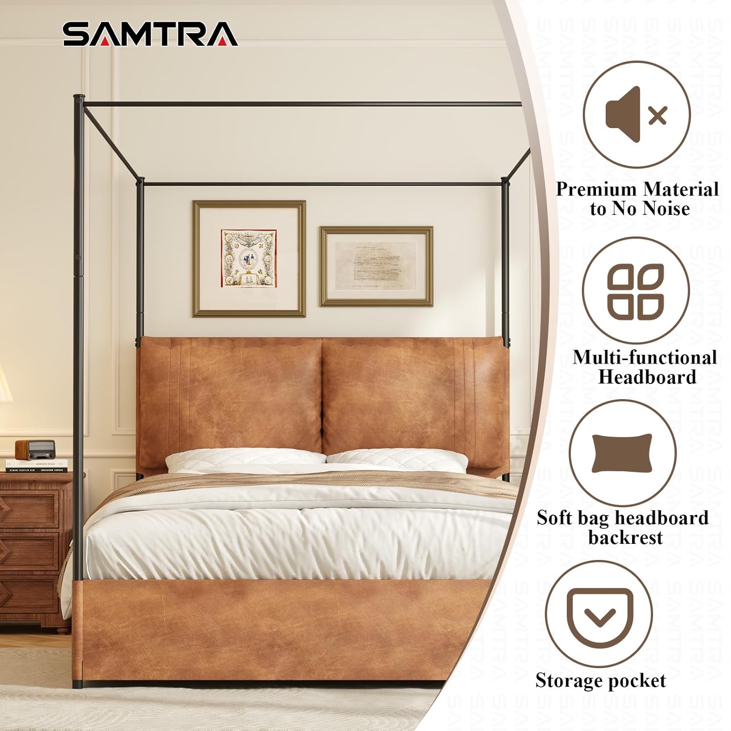 إطار سرير بتصميم قنopy مع لوح  - مراجعة Canopy Bed Frame Metal Queen وسعره