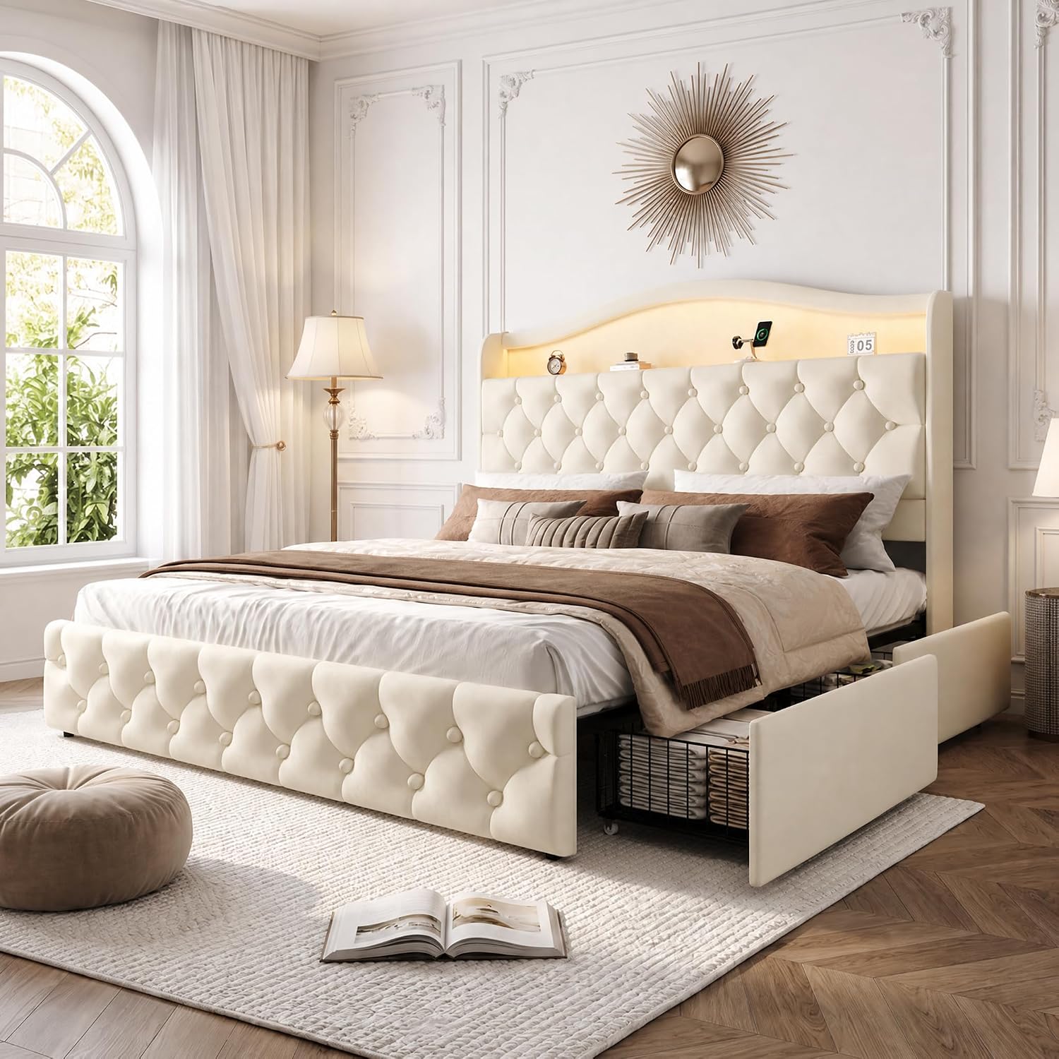 إطار سرير بحجم كينج مع 4 أدراج - مراجعة King Size Bed Frame With Storage Drawers وسعره
