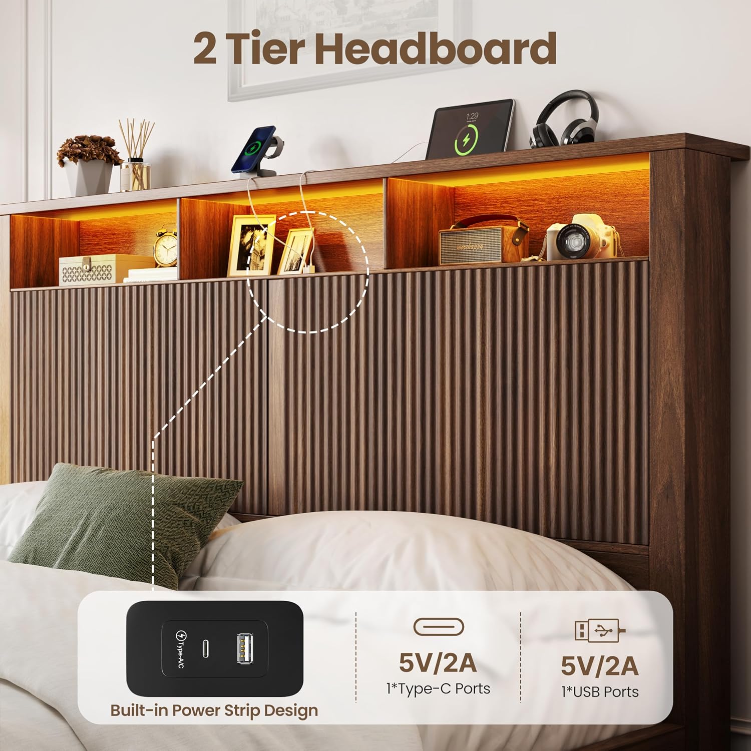 إطار سرير بحجم كينج مع لوح رأس - مراجعة King Size Bed Frame With Storage Drawers وسعره