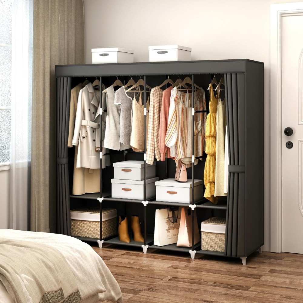 خزانة ملابس محمولة كبيرة بطول  - مراجعة Wardrobe Closet Portable Fabric Cover وسعره