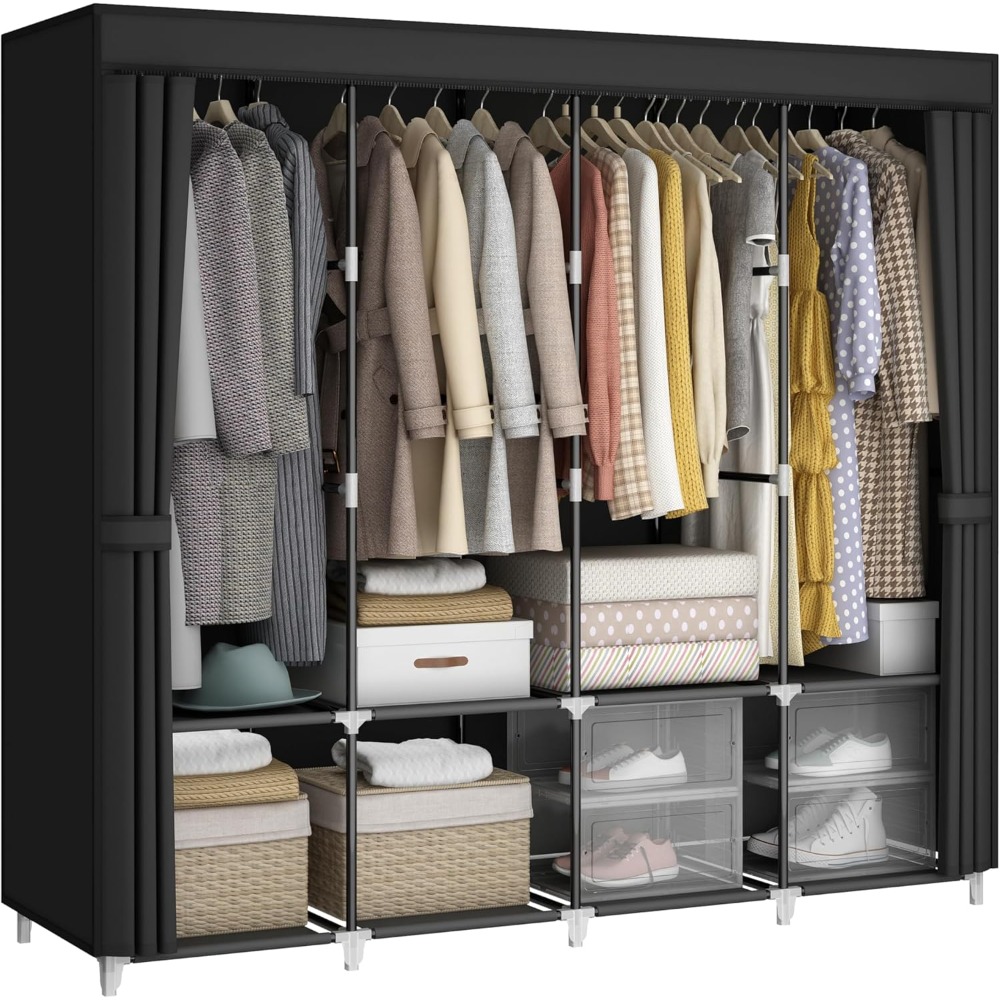 خزانة ملابس محمولة كبيرة بطول  - مراجعة Wardrobe Closet Portable Fabric Cover وسعره