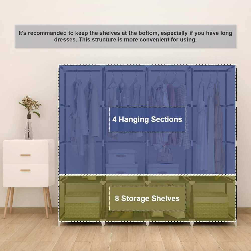 خزانة ملابس محمولة كبيرة بطول  - مراجعة Wardrobe Closet Portable Fabric Cover وسعره