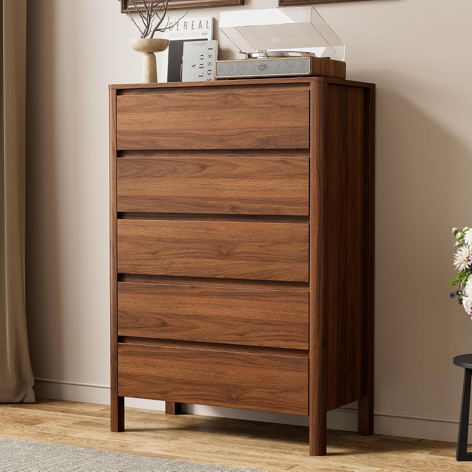 خزانة تخزين خشبية بخمسة أدراج، - مراجعة Bedroom Furniture وسعره