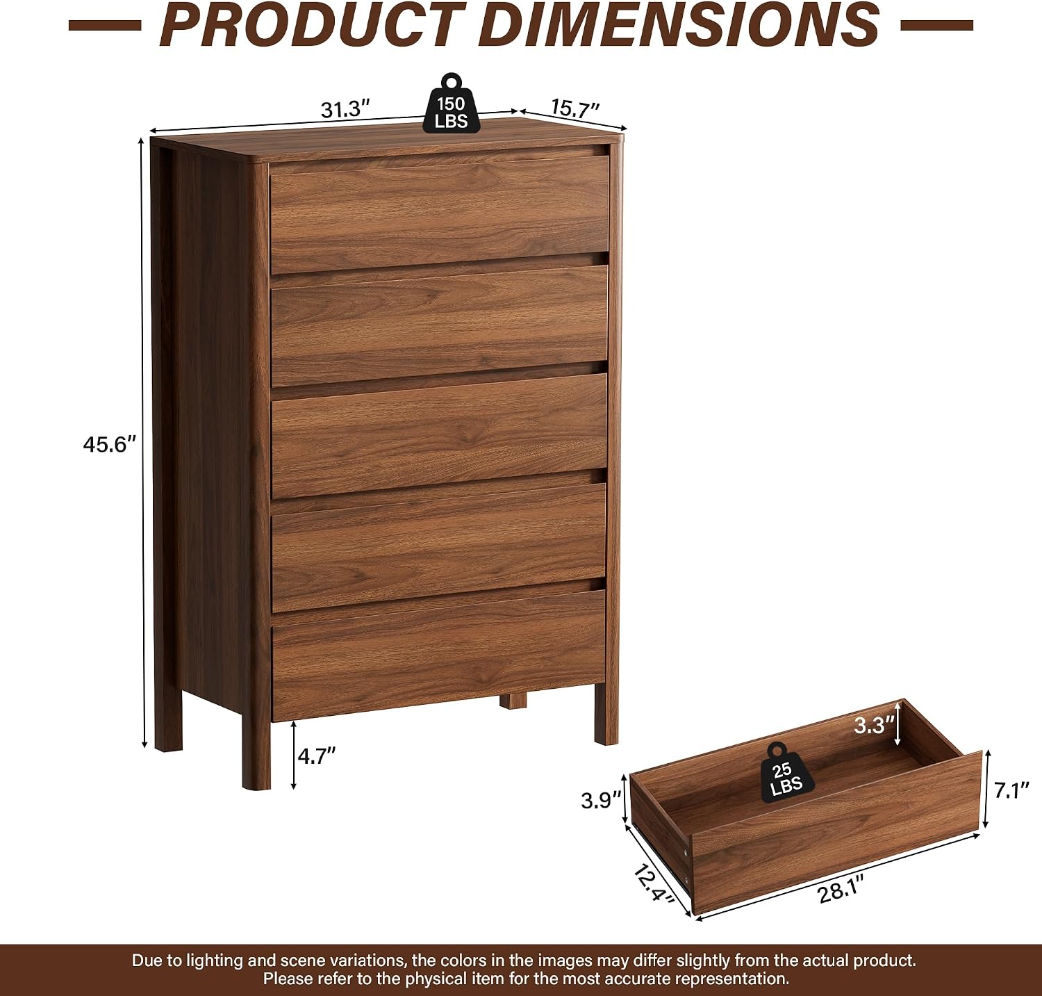 خزانة تخزين خشبية بخمسة أدراج، - مراجعة Bedroom Furniture وسعره