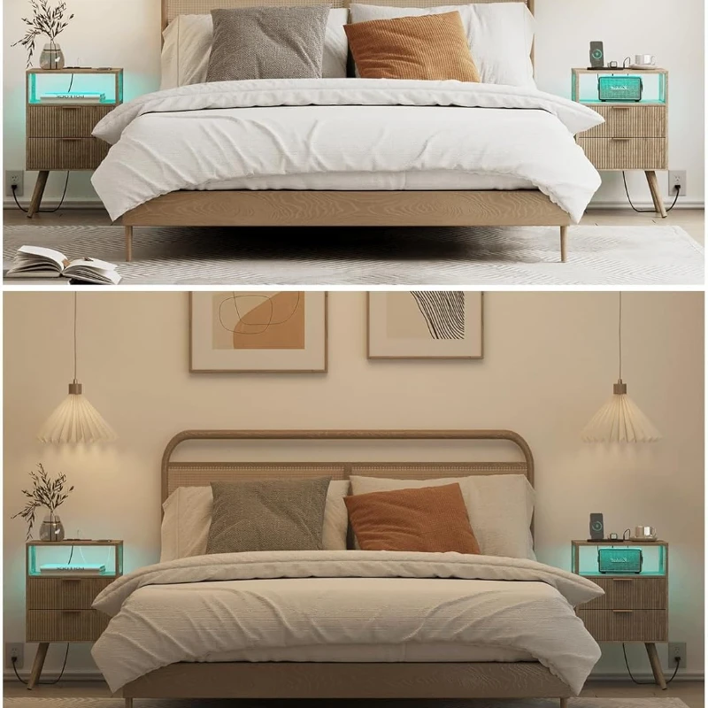 طاولة جانبية عصرية بدرجين تخزي - مراجعة Solid Wood Nightstand 2 Drawers وسعره
