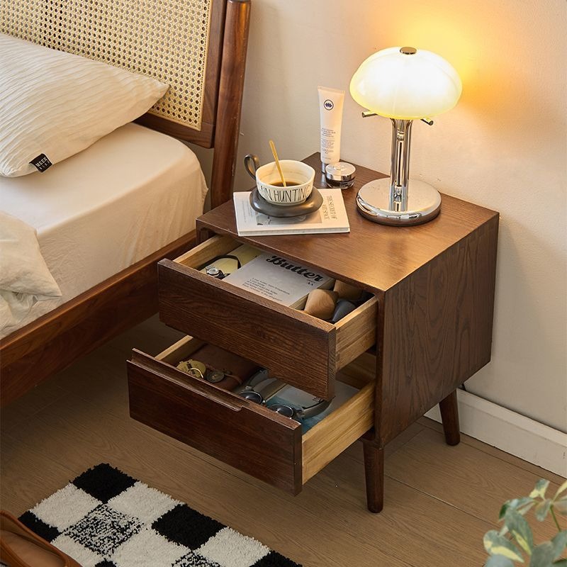طاولات خشبية بجانب السرير، منض - مراجعة Solid Wood Nightstand 2 Drawers وسعره