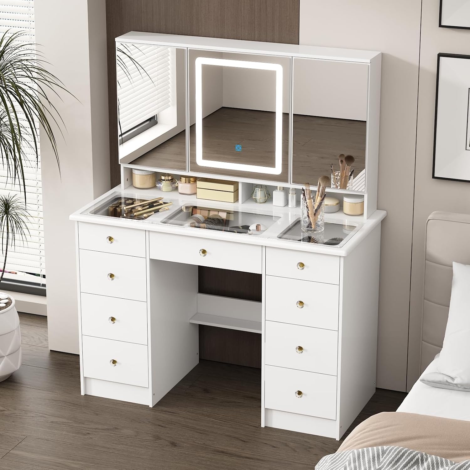 طاولة زينة مع مرآة وإضاءة، طاو - مراجعة Dressing Table Vanity With Lighted Mirror وسعره