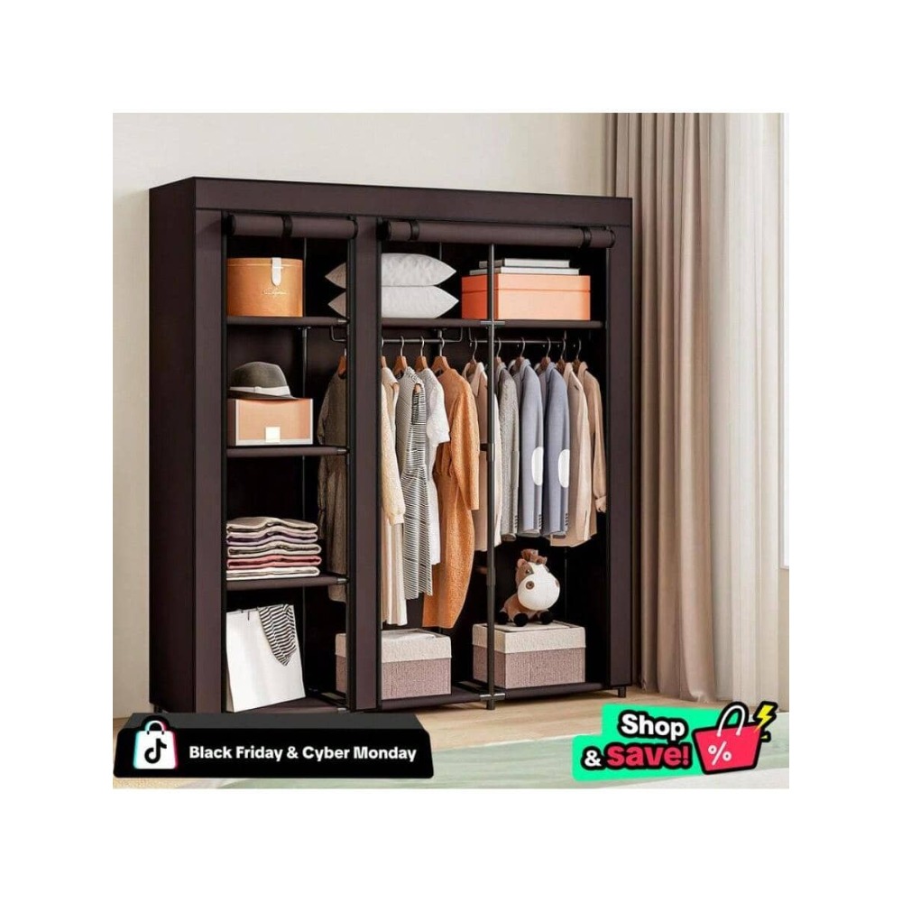 خزانة ملابس محمولة مع رف تعليق - مراجعة Wardrobe Closet Portable Fabric Cover وسعره
