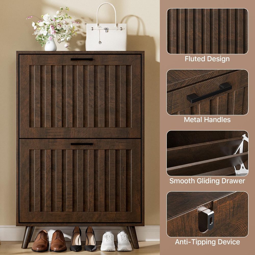 خزانة تخزين الأحذية أو خزانة ا - مراجعة Shoe Rack Cabinet Narrow Entryway وسعره