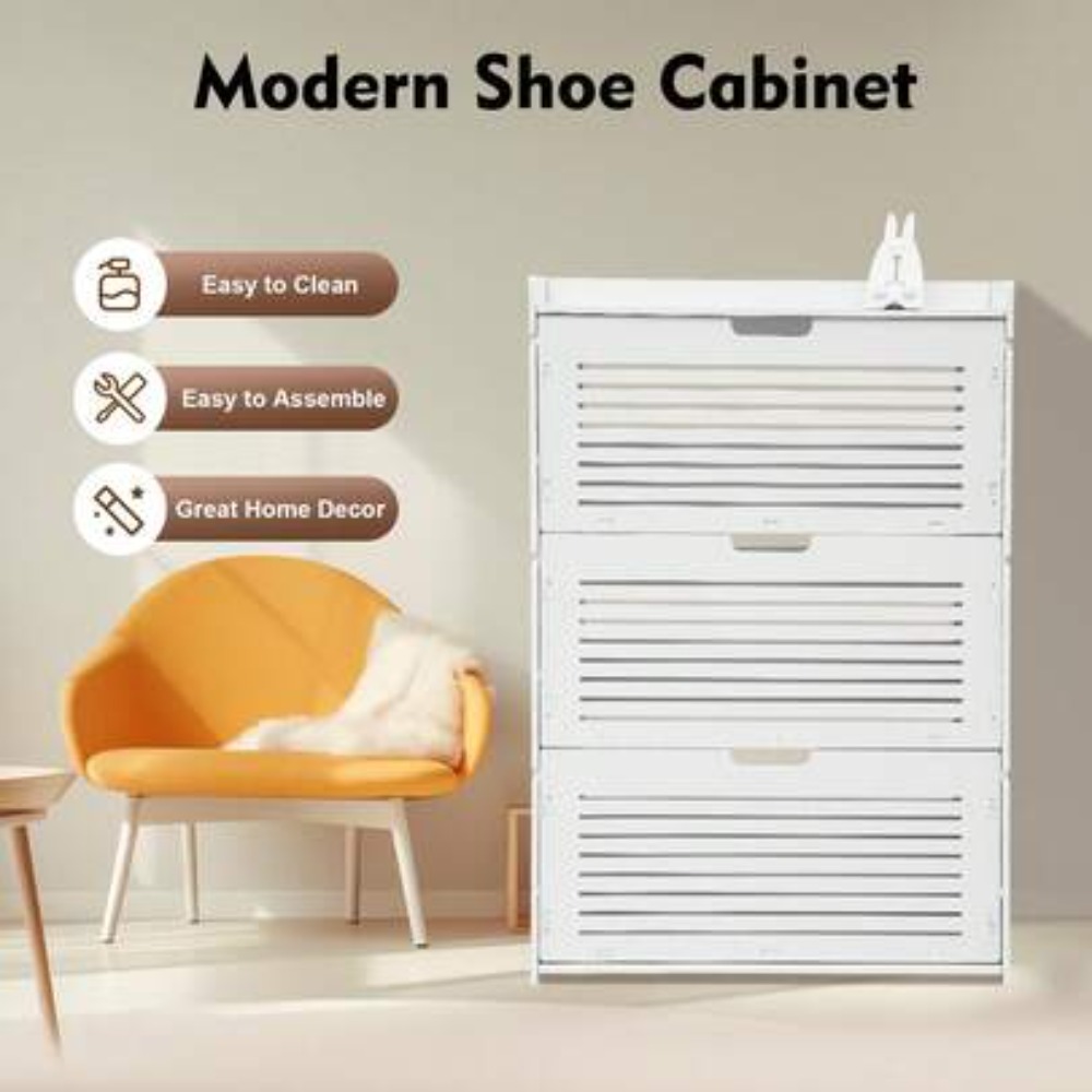 خزانة أحذية عصرية بثلاث طبقات  - مراجعة Shoe Rack Cabinet Narrow Entryway وسعره