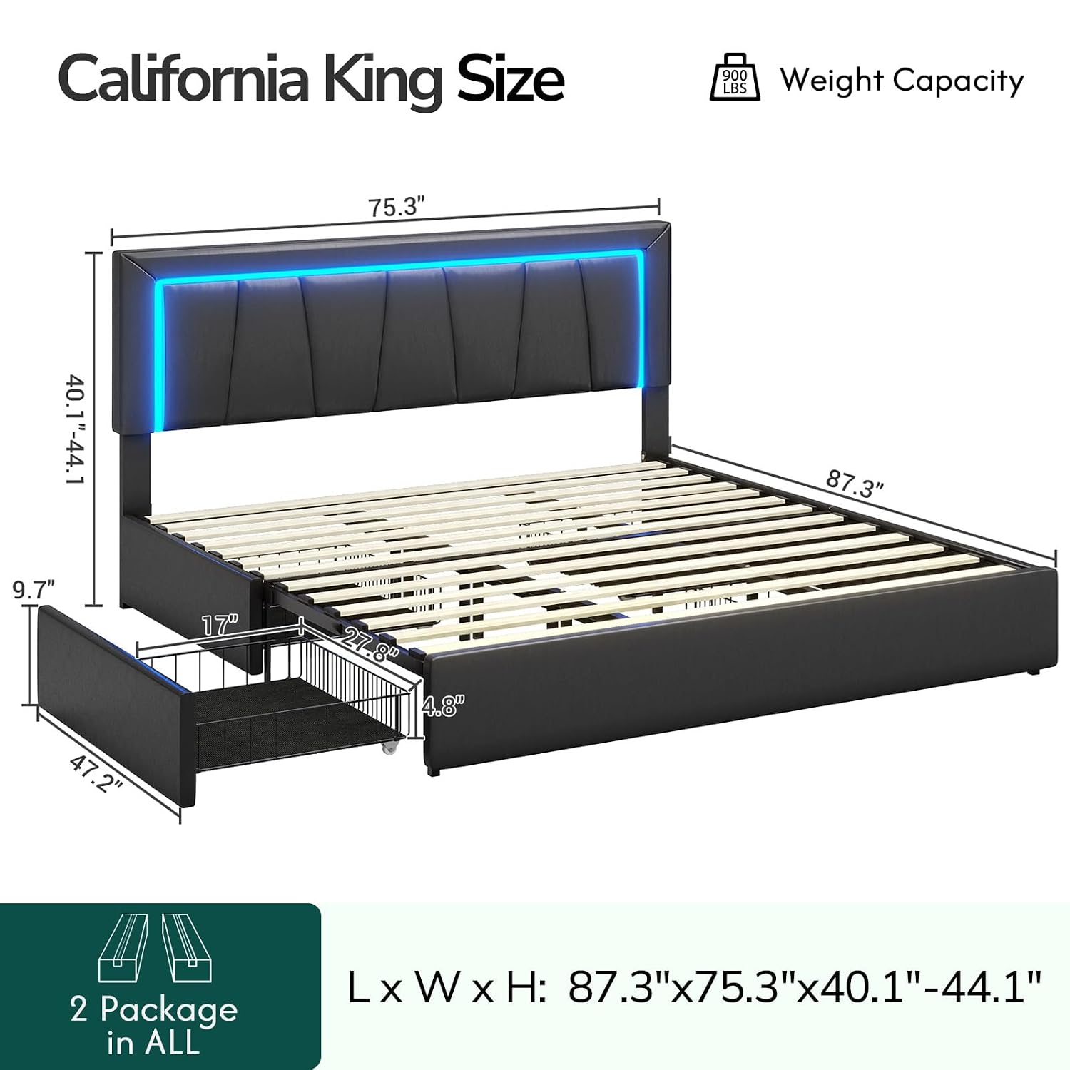إطار سرير كاليفورنيا كينج مع 4 - مراجعة King Size Bed Frame With Storage Drawers وسعره