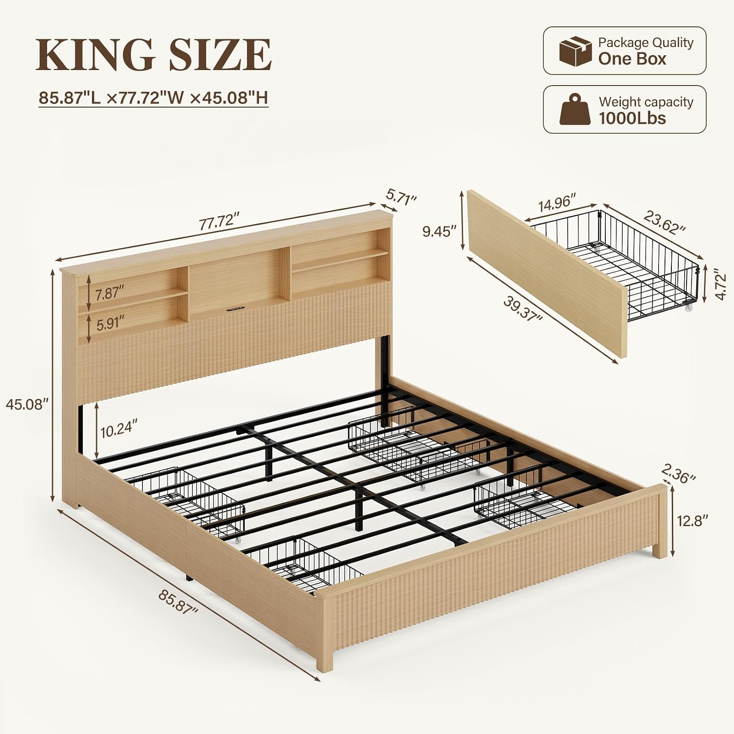 إطار سرير بحجم كينج مع 4 أدراج - مراجعة King Size Bed Frame With Storage Drawers وسعره
