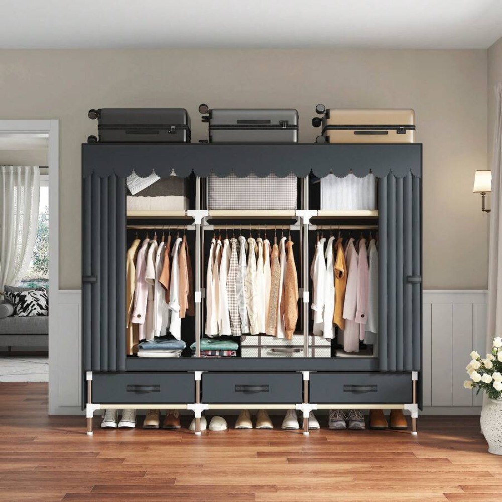 خزانة ملابس محمولة، إطار فولاذ - مراجعة Wardrobe Closet Portable Fabric Cover وسعره