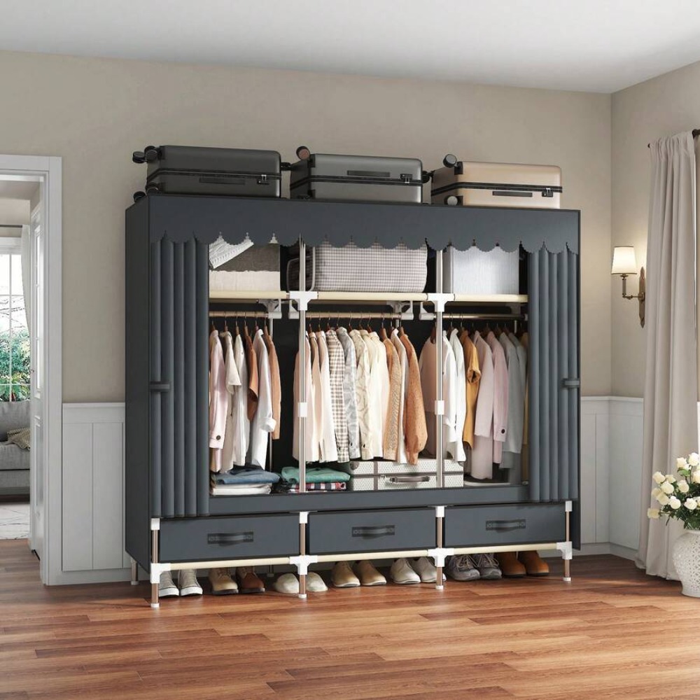 خزانة ملابس محمولة، إطار فولاذ - مراجعة Wardrobe Closet Portable Fabric Cover وسعره
