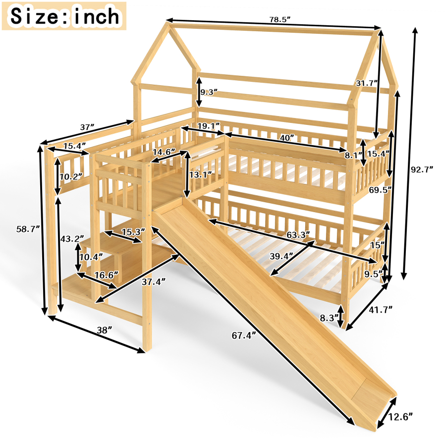 سرير بطابقين على شكل منزل توأم - مراجعة Bunk Bed With Stairs And Slide وسعره