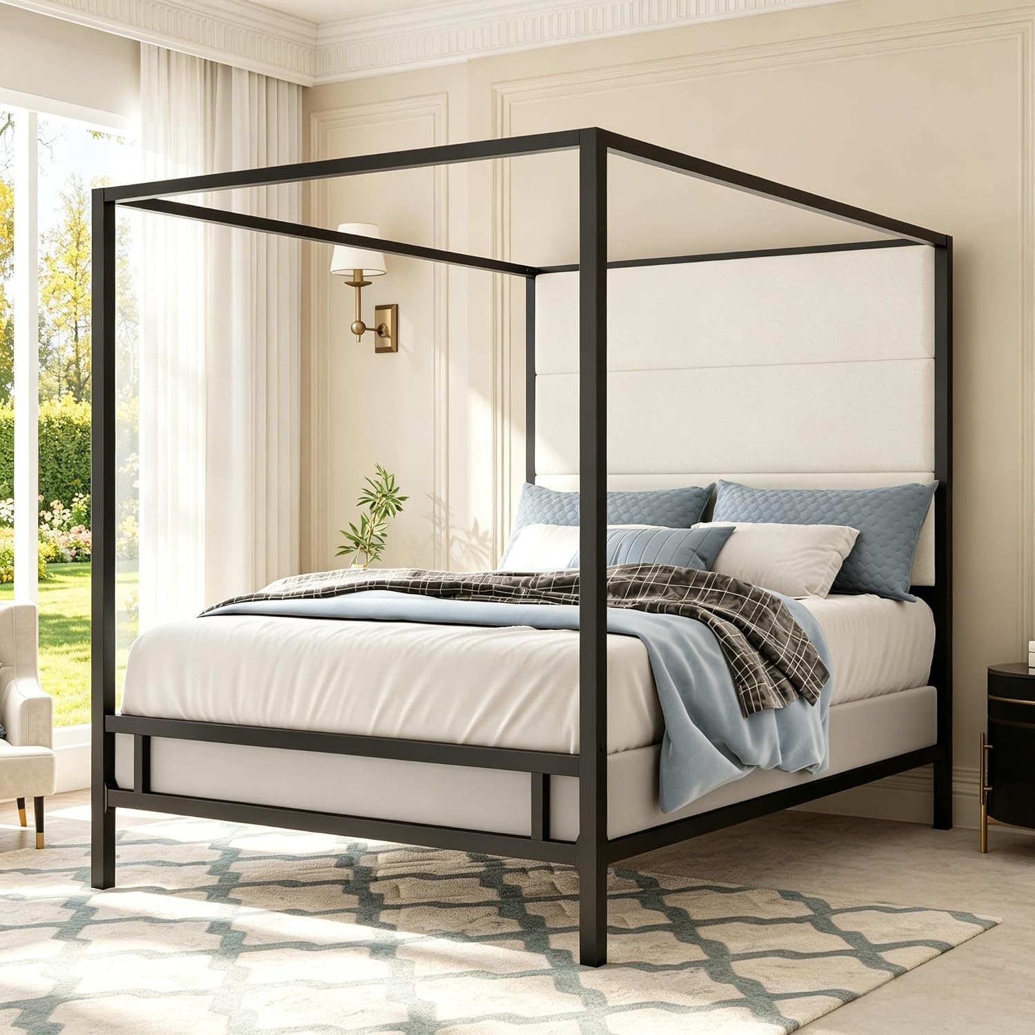 سرير كوين مزود بمظلة، مغطى بال - مراجعة Canopy Bed Frame Metal Queen وسعره
