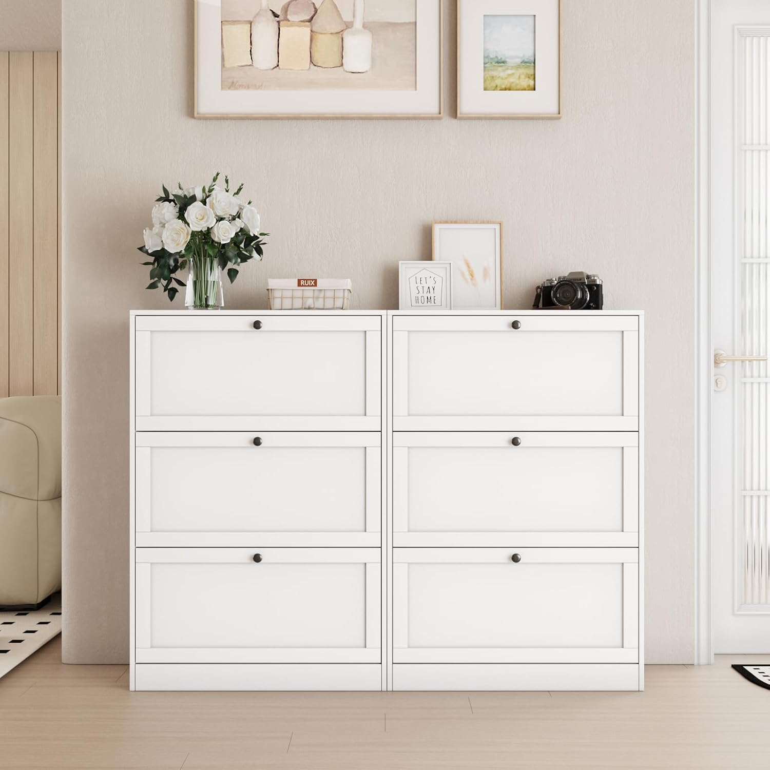 خزانة تخزين الأحذية، منظم بثلا - مراجعة Shoe Rack Cabinet Narrow Entryway وسعره