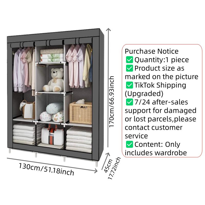 خزانة ملابس محمولة بطول 64 بوص - مراجعة Wardrobe Closet Portable Fabric Cover وسعره