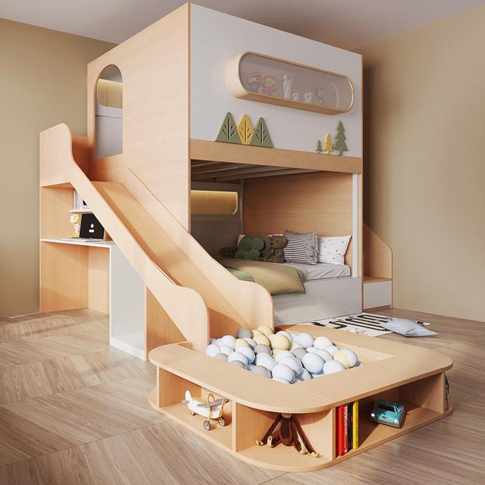 سرير بطابقين للأطفال بتصميم كب - مراجعة Bunk Bed With Stairs And Slide وسعره