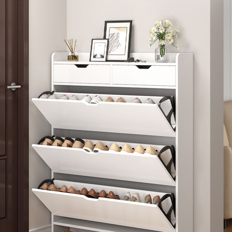 خزانة أحذية خشبية من طبقتين مع - مراجعة Shoe Rack Cabinet Narrow Entryway وسعره