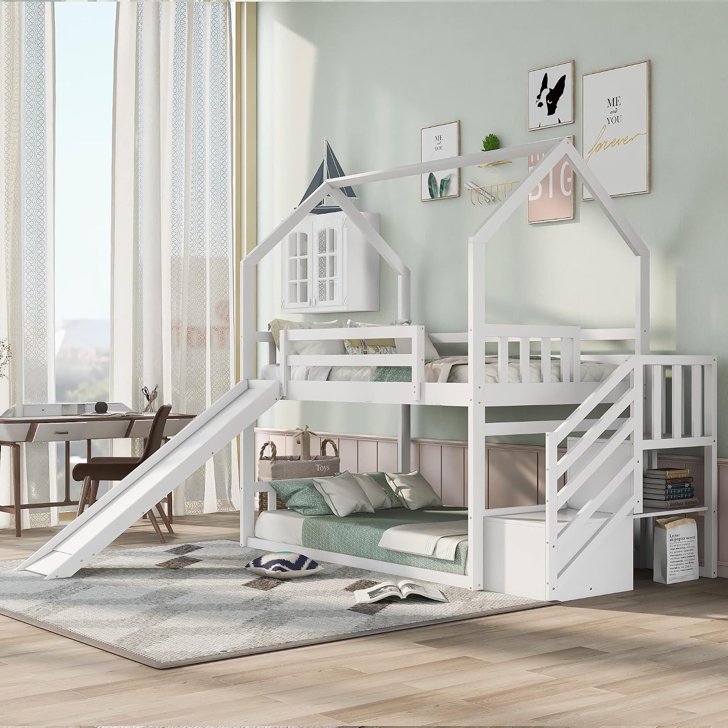 سرير بطابقين مزدوج مع سلم وزحل - مراجعة Bunk Bed With Stairs And Slide وسعره