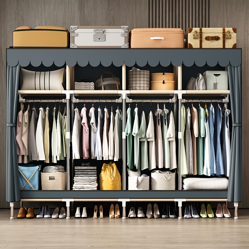 منظم خزانة محمول بإطار معدني م - مراجعة Wardrobe Closet Portable Fabric Cover وسعره