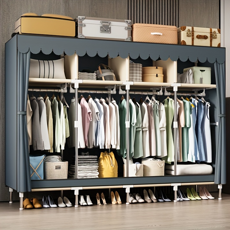 منظم خزانة محمول بإطار معدني م - مراجعة Wardrobe Closet Portable Fabric Cover وسعره