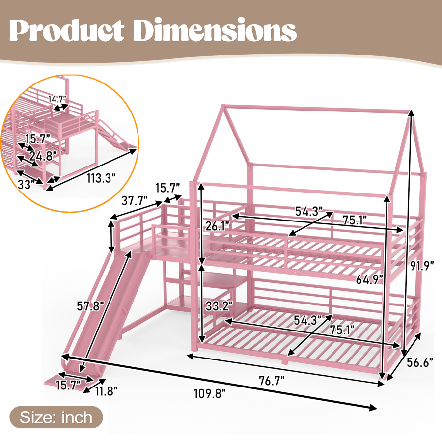 سرير بطابقين معدني بالكامل مع  - مراجعة Bunk Bed With Stairs And Slide وسعره