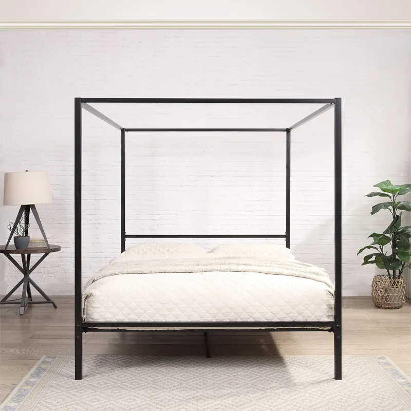 سرير بأربعة أعمدة بتصميم عصري  - مراجعة Canopy Bed Frame Metal Queen وسعره