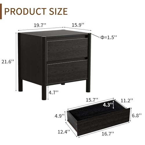 طاولة سرير جانبية سوداء بتصميم - مراجعة Solid Wood Nightstand 2 Drawers وسعره