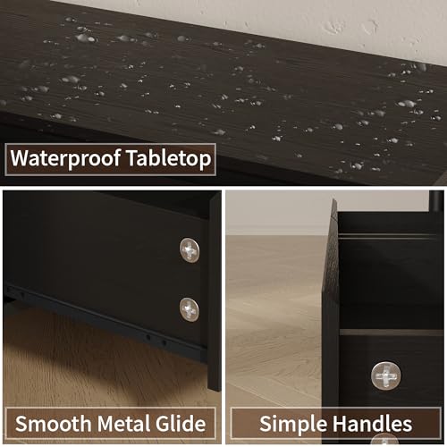 طاولة سرير جانبية سوداء بتصميم - مراجعة Solid Wood Nightstand 2 Drawers وسعره