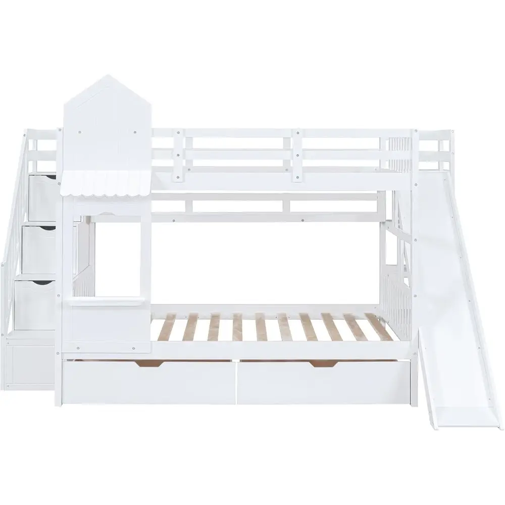 سرير أطفال أبيض بطابقين مع منز - مراجعة Bunk Bed With Stairs And Slide وسعره