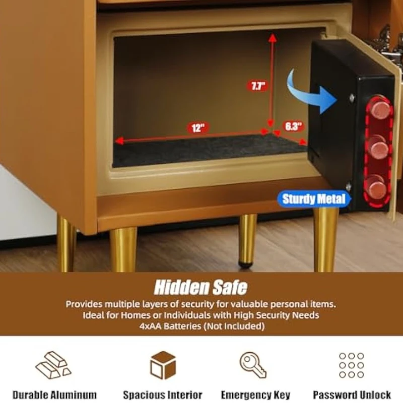 طاولة سرير ذكية مع خزنة مخفية  - مراجعة Solid Wood Nightstand 2 Drawers وسعره
