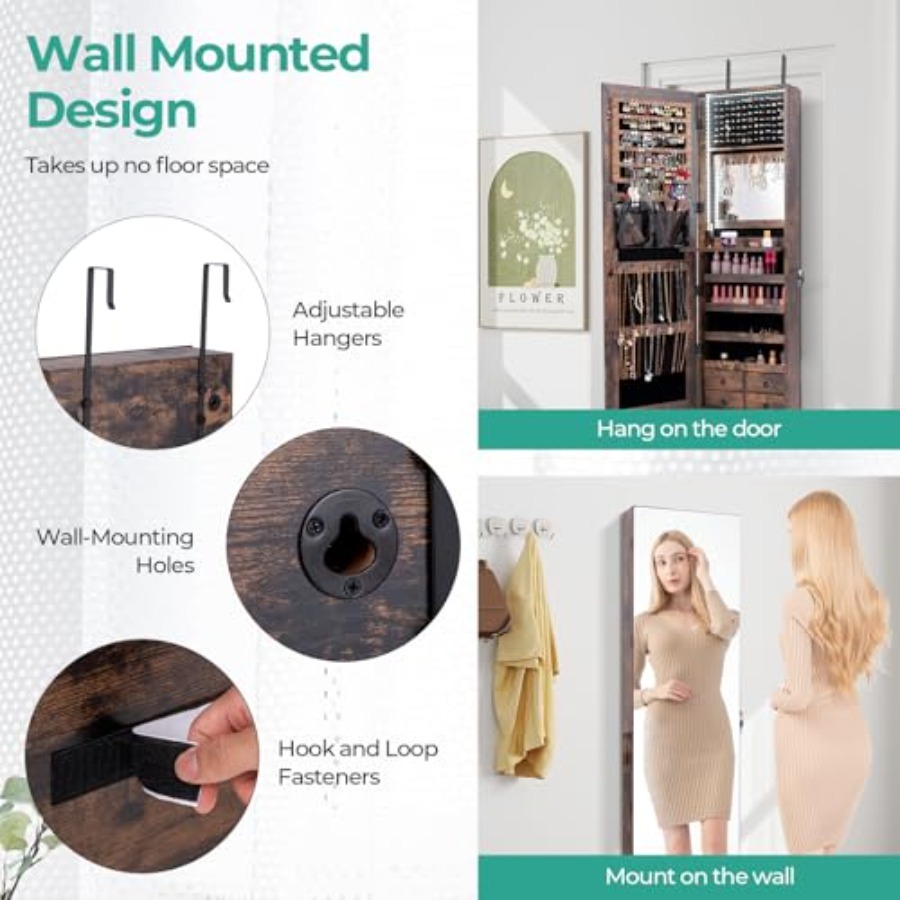خزانة مجوهرات مزودة بـ 47 مصبا - مراجعة Full Length Mirror Jewelry Armoire وسعره