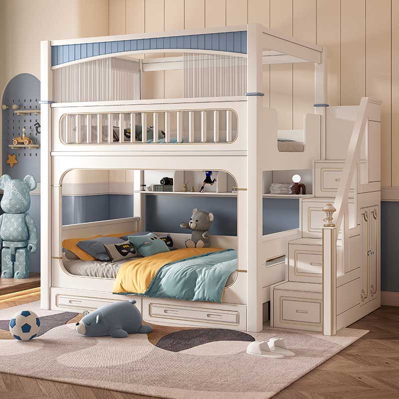 أطقم أثاث غرف نوم أطفال حديثة  - مراجعة Bunk Bed With Stairs And Slide وسعره