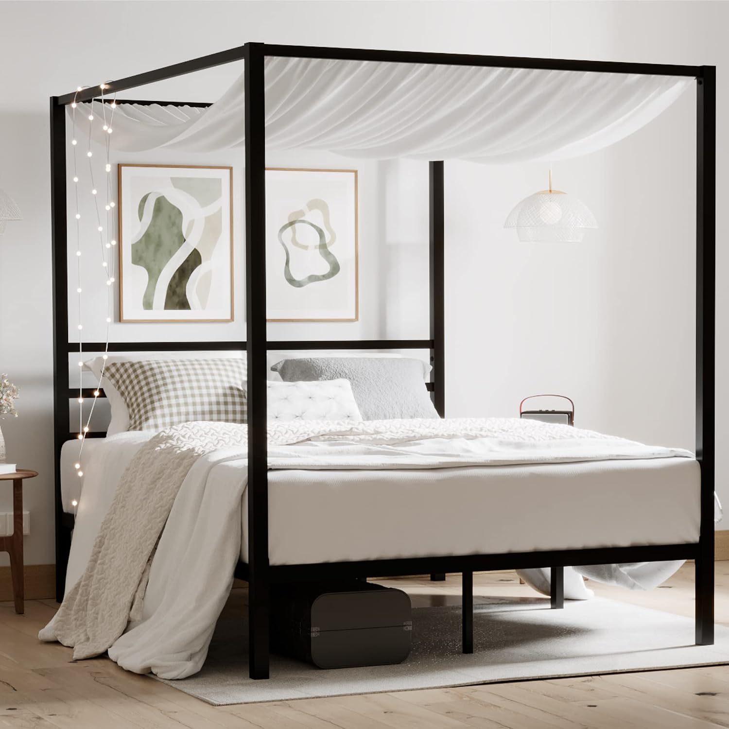 إطار سرير معدني بحجم كوين مع م - مراجعة Canopy Bed Frame Metal Queen وسعره
