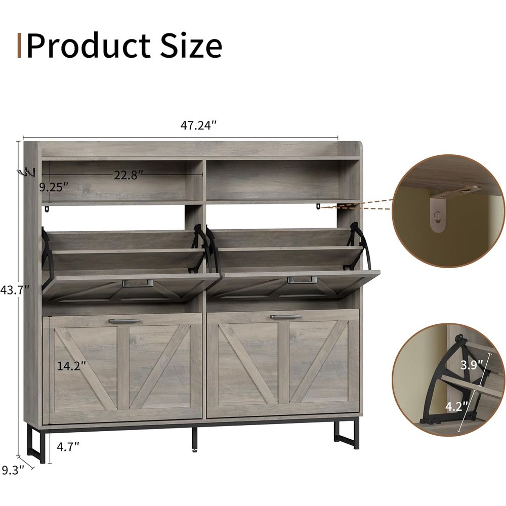 خزانة تخزين الأحذية مع 4 أدراج - مراجعة Shoe Rack Cabinet Narrow Entryway وسعره
