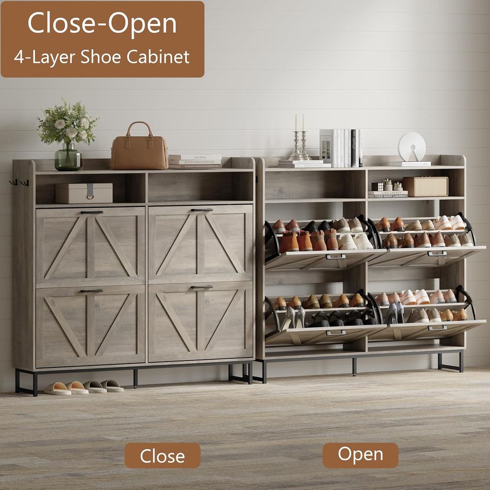 خزانة تخزين الأحذية مع 4 أدراج - مراجعة Shoe Rack Cabinet Narrow Entryway وسعره