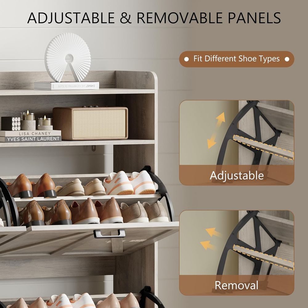 خزانة تخزين الأحذية مع 4 أدراج - مراجعة Shoe Rack Cabinet Narrow Entryway وسعره