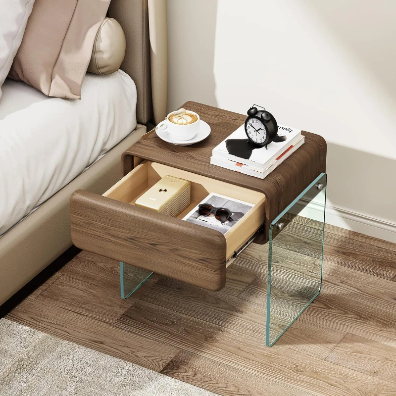 طاولة جانبية بجانب السرير مع د - مراجعة Solid Wood Nightstand 2 Drawers وسعره