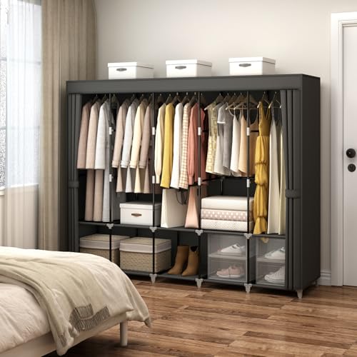 خزانة ملابس محمولة بسعة 83 بوص - مراجعة Wardrobe Closet Portable Fabric Cover وسعره