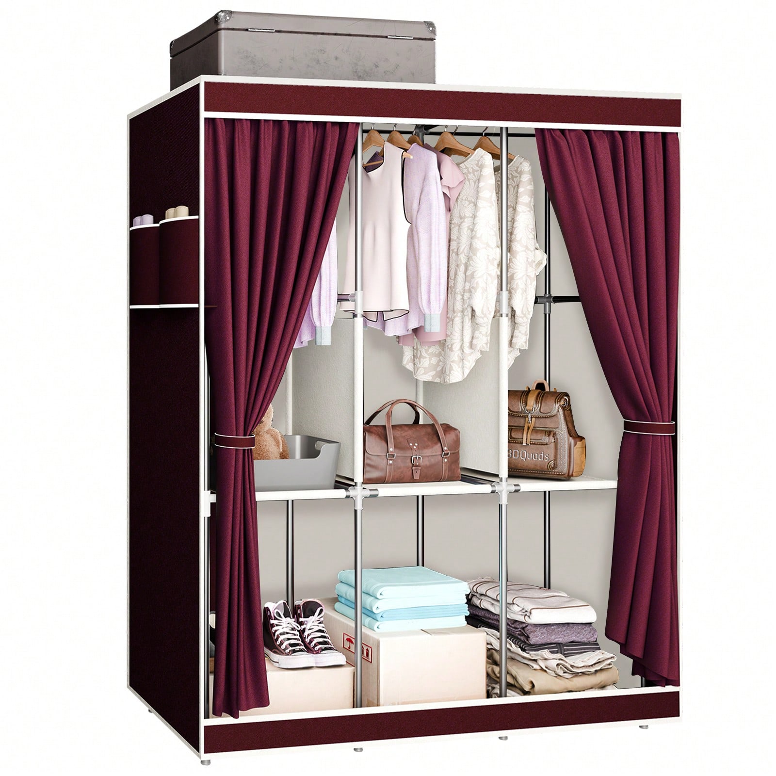 خزانة ملابس محمولة بطول 65 بوص - مراجعة Wardrobe Closet Portable Fabric Cover وسعره
